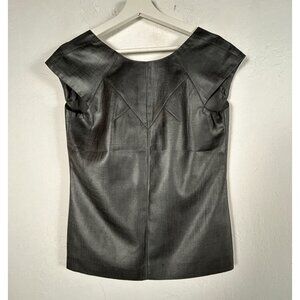 Hugo Hugo Boss Womens Black Cap Sleeve Formal Blouse With V-Neck Back Size 4